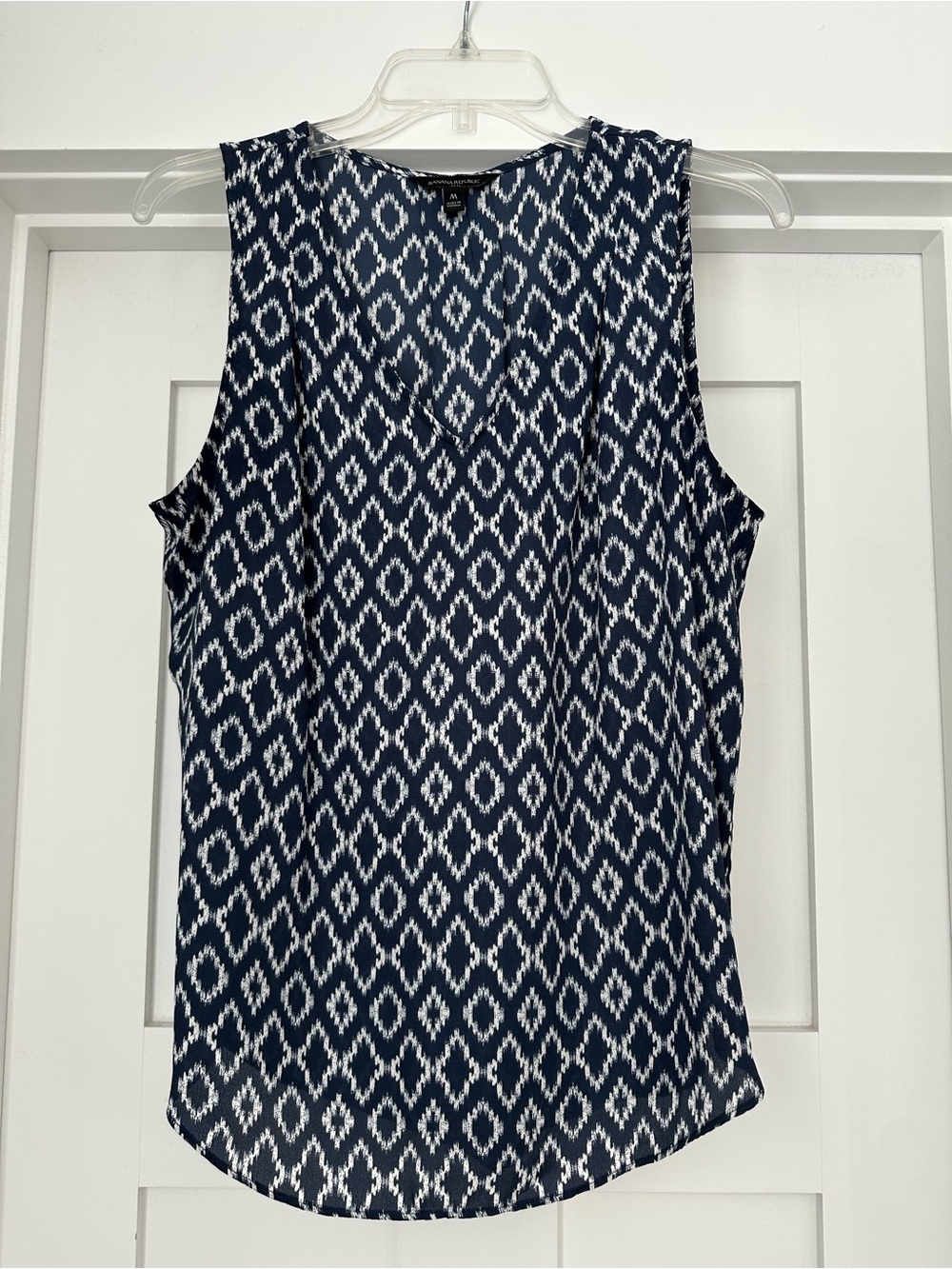Banana Republic Navy and White Ikat Sleeveless Top